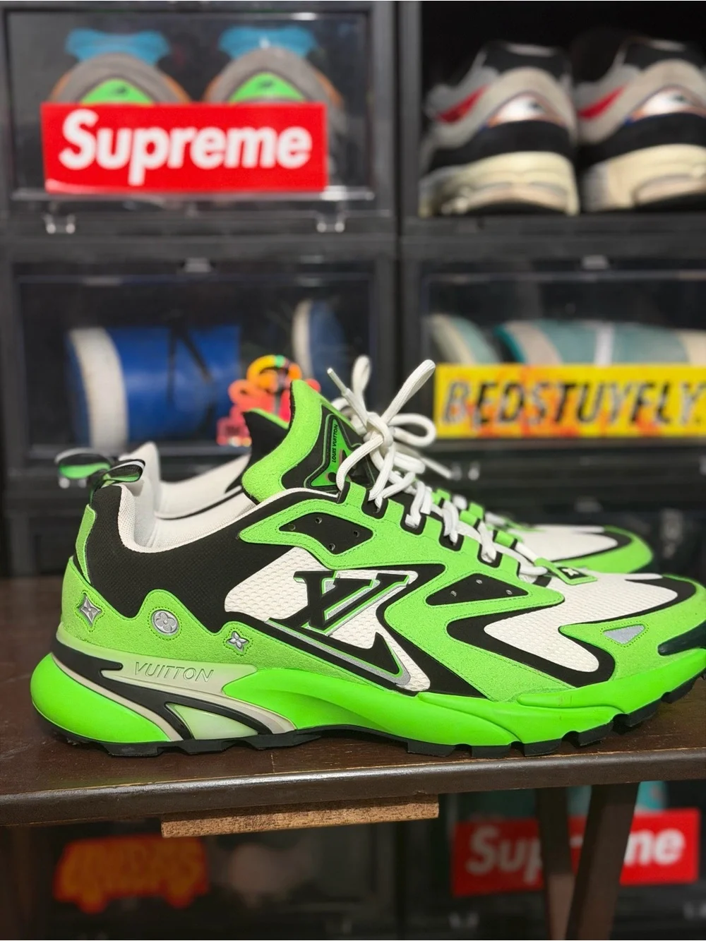 Louis Vuitton Men's Neon Green, Black & White Runner Sneaker